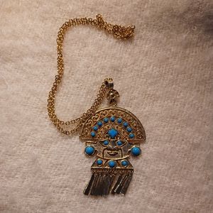 Pre-Columbian replica gold and turquoise necklace